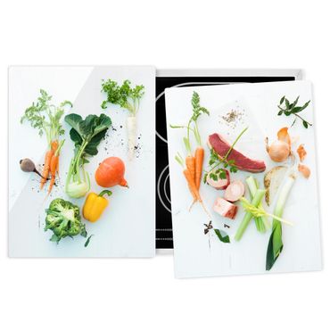 Coprifornelli in vetro - Vegetables And Beef Bouillon - 52x80cm
