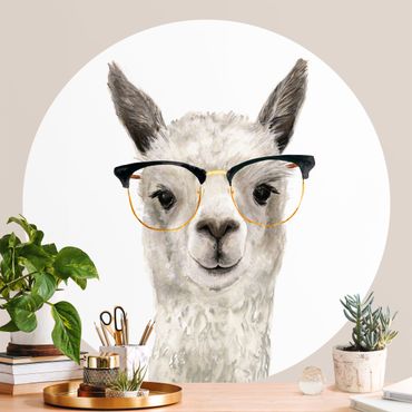 Carta da parati rotonda autoadesiva - Hip Lama con gli occhiali I