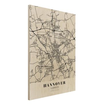 Quadro in legno - Hannover City Map - Classic- Verticale 3:4