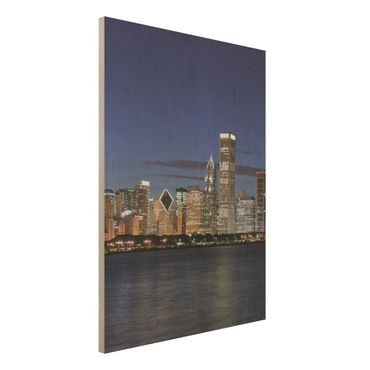 Quadro in legno - Chicago Skyline at night - Verticale 3:4