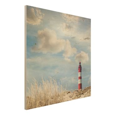 Quadro in legno - Lighthouse in the dunes - Quadrato 1:1