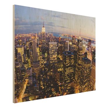 Quadro in legno - New York skyline at night - Orizzontale 4:3