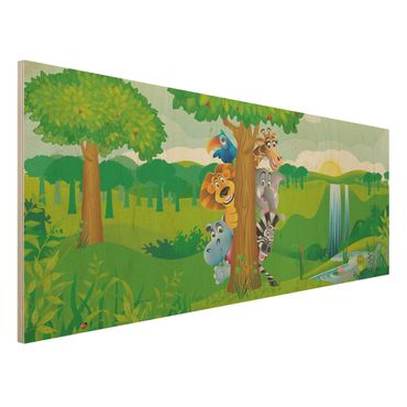 Quadro in legno - No.BF1 Jungle animals - Panoramico