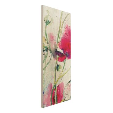 Quadro in legno - Painted Poppies - Pannello