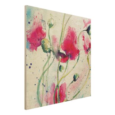 Quadro in legno - Painted Poppies - Quadrato 1:1