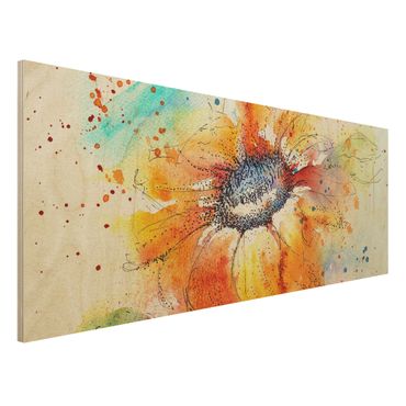 Quadro in legno - Painted Sunflower - Panoramico