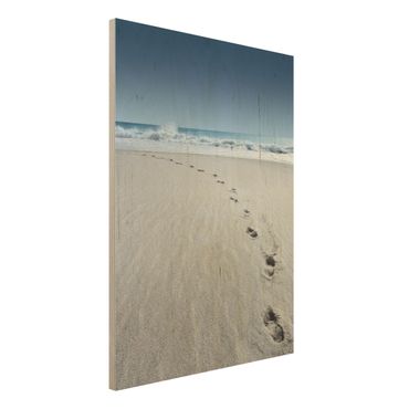 Quadro in legno - Footprints in the sand - Verticale 3:4