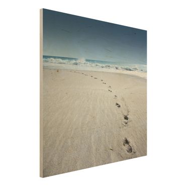 Quadro in legno - Footprints in the Sand - Quadrato 1:1