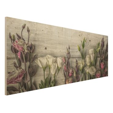 Quadro in legno - Tulip Pink Shabby wood optic - Panoramico