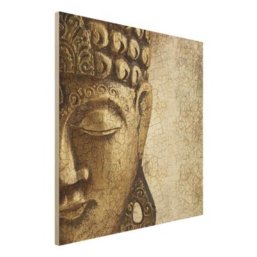 Quadro in legno - Vintage Buddha - Quadrato 1:1