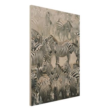 Quadro in legno - Zebra herd - Verticale 3:4