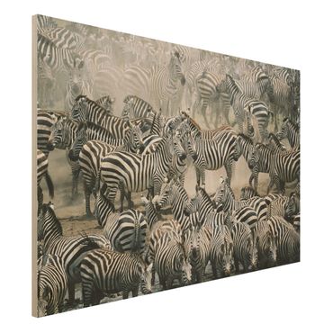 Quadro in legno - Zebra herd - Orizzontale 3:2