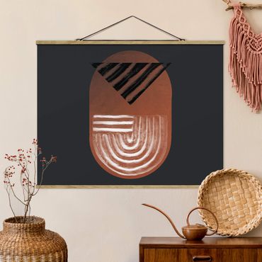 Foto su tessuto da parete con bastone - Geometria di argilla indigena su grigio scuro - Orizzontale 4:3