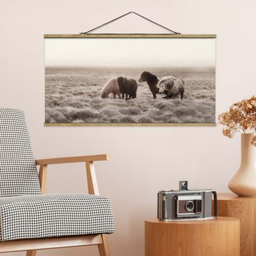 Foto su tessuto da parete con bastone - Cavallo selvaggio d'Islanda - Orizzontale 2:1