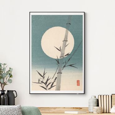Quadro intercambiabile - Disegno giapponese ad acquerello bambù e luna