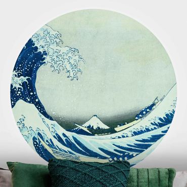 Carta da parati rotonda autoadesiva - Katsushika Hokusai - La grande onda a Kanagawa