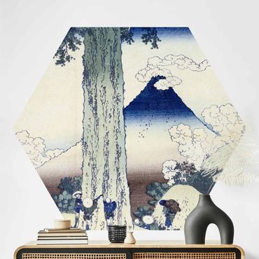 Carta da parati esagonale adesiva con disegni - Katsushika Hokusai - Passo Mishima nella provincia Kai