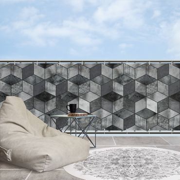 Telo frangivista per balcone - Motivo a cubi color grigio cristallo