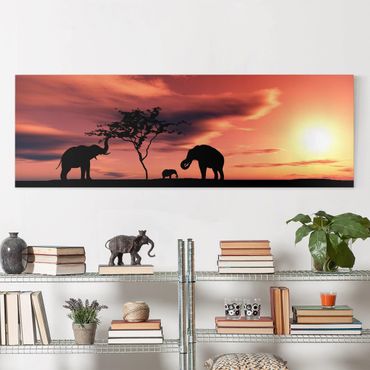 Stampa su tela - African Elephant Family - Panoramico