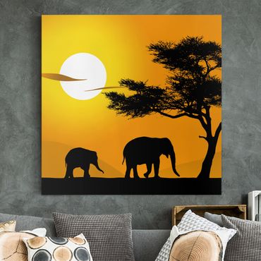 Stampa su tela - African Elefant Walk - Quadrato 1:1