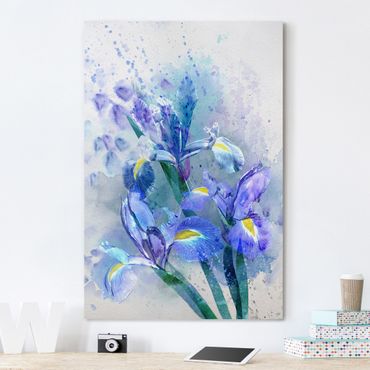 Stampa su tela Watercolour flowers Iris - Verticale 2:3