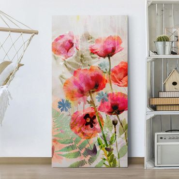 Stampa su tela - Watercolor Poppy Flowers - Verticale 1:2