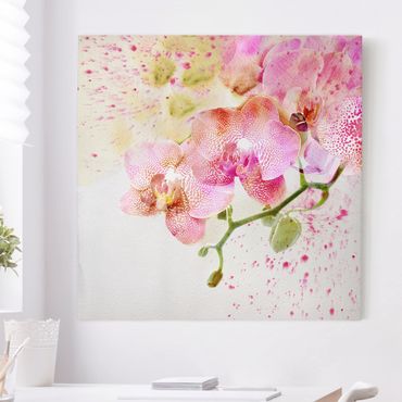 Stampa su tela - Watercolor Flowers Orchids - Quadrato 1:1