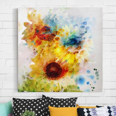 Stampa su tela - Watercolor Sunflowers - Quadrato 1:1