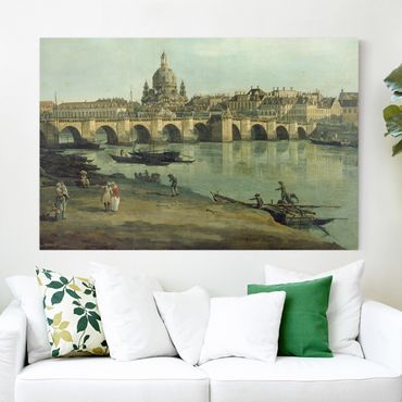 Stampa su tela - Bernardo Bellotto - View of Dresden from the Right Bank of the Elbe with Augustus Bridge - Orizzontale 3:2