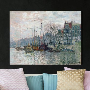 Stampa su tela - Claude Monet - Vista del Prins Hendrikkade e il Kromme Waal di Amsterdam - Orizzontale 4:3
