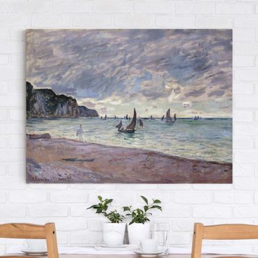 Stampa su tela - Claude Monet - Barche da Pesca di Fronte alla Spiaggia e le Scogliere di Pourville - Orizzontale 4:3