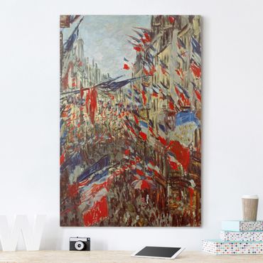 Stampa su tela Claude Monet - La Rue Montargueil con Bandiere - Verticale 2:3