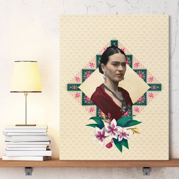 Stampa su tela - Frida Kahlo - Flowers And Geometry - Verticale 3:4