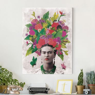 Stampa su tela - Frida Kahlo - Flower Portrait - Verticale 3:4
