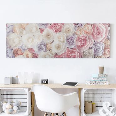 Stampa su tela - Pastel Paper Art Roses - Panoramico