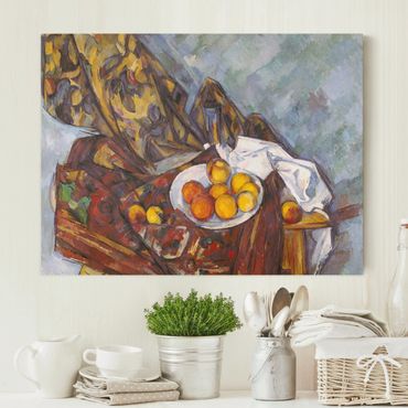 Stampa su tela - Paul Cézanne - Nature morte, Tenda Fiore e Frutta - Orizzontale 4:3