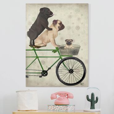 Stampa su tela - Tour in bicicletta - Cuccioli di cane in bicicletta - Verticale 3:4