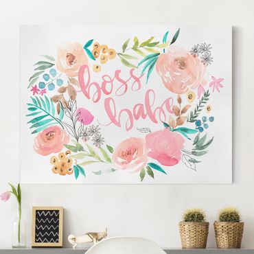 Stampa su tela - Pink Flowers - Boss Babe - Orizzontale 4:3