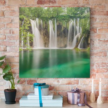 Stampa su tela - Waterfall Plitvice Lakes - Quadrato 1:1