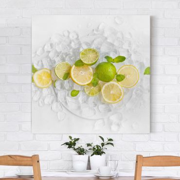 Stampa su tela - Citrus Fruits On Ice - Quadrato 1:1