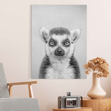 Stampa su tela - Lemure Ludwig in bianco e nero - Formato verticale 3:4