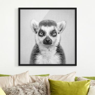Poster con cornice - Lemure Ludwig in bianco e nero