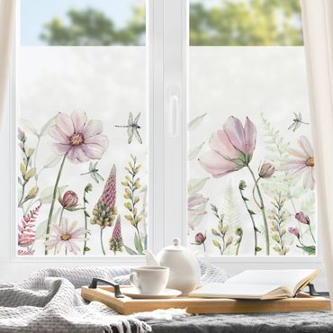 Decorazione per finestre - Libellule in splendidi fiori