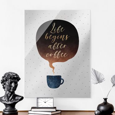 Quadro in vetro - La vita inizia dopo i punti di caffè - Verticale 4:3