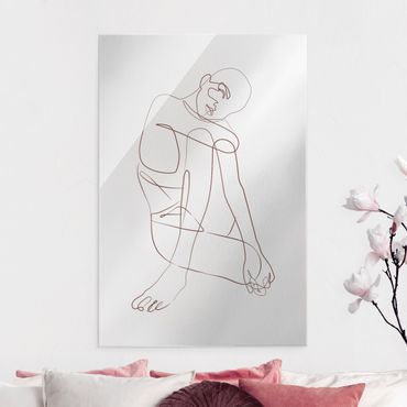 Quadro in vetro - Line Art - Donna seduta - Formato verticale