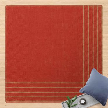 Tappetino di sughero - Incontro di linee su rosso - Quadrato 1:1