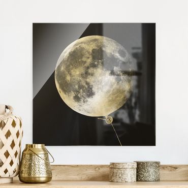 Quadro in vetro - Balloon Con La Luna - Quadrato 1:1