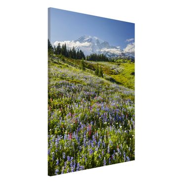 Lavagna magnetica - Mountain Meadow With Flowers In Front Of Mt. Rainier - Formato verticale 2:3