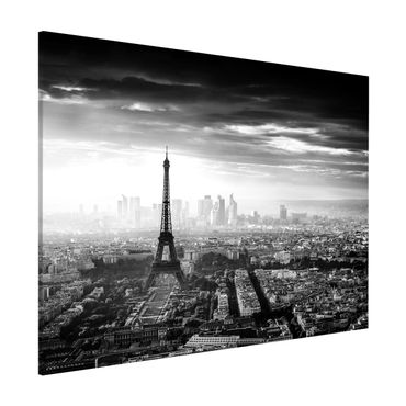 Lavagna magnetica - La Torre Eiffel From Above Bianco e nero - Formato orizzontale 3:4