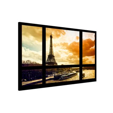 Lavagna magnetica - Window Overlooking Paris Eiffel Tower Sunset - Formato orizzontale